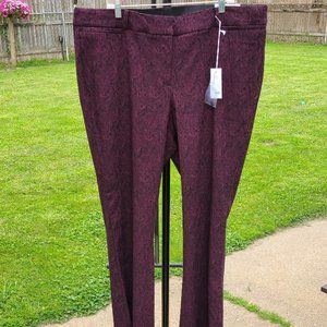 Lane Bryant Burgundy & Black Paisley "The Allie Boot" Dress Pants NWT 22R